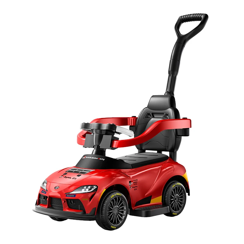 Masinute electrice - Masinuta cu maner pentru copii, 3 in 1, Toyota GR Supra GT4, 30W, 6V, rosie
