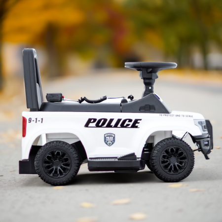 Masinuta de politie copii, Police 30W 6V, cu megafon si music player, alba [3]