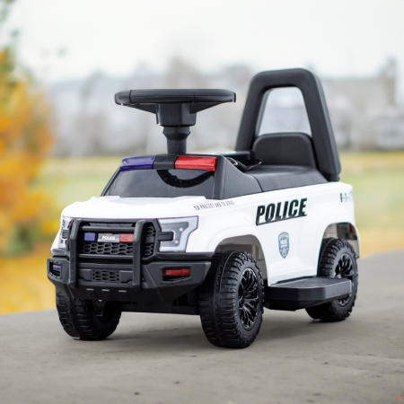 Masinuta de politie copii, Police 30W 6V, cu megafon si music player, alba [6]