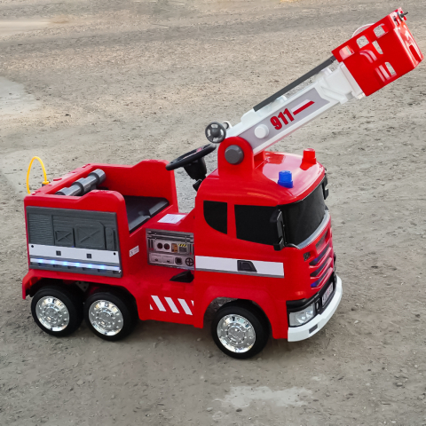 Electric ride-on Fire-Truck for children, remote control included, 140W, 12V battery, bluetooth, red [4]
