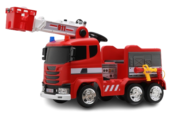 Special Ride on vehicles - Electric ride-on Fire-Truck for children, remote control included, 140W, 12V battery, bluetooth, red