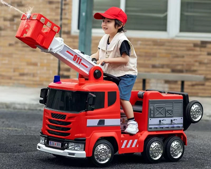 Electric ride-on Fire-Truck for children, remote control included, 140W, 12V battery, bluetooth, red [1]