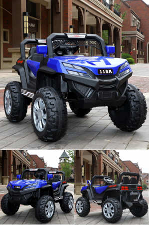 Children electric ride-on car BJF119A, 4x4, 120W, leather seat, blue [2]