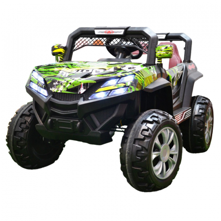 Electric Ride-On cars - Kids electric Ride-On car 4x4 Kinderauto BJF119A, 12V, 120W, leather seat, green