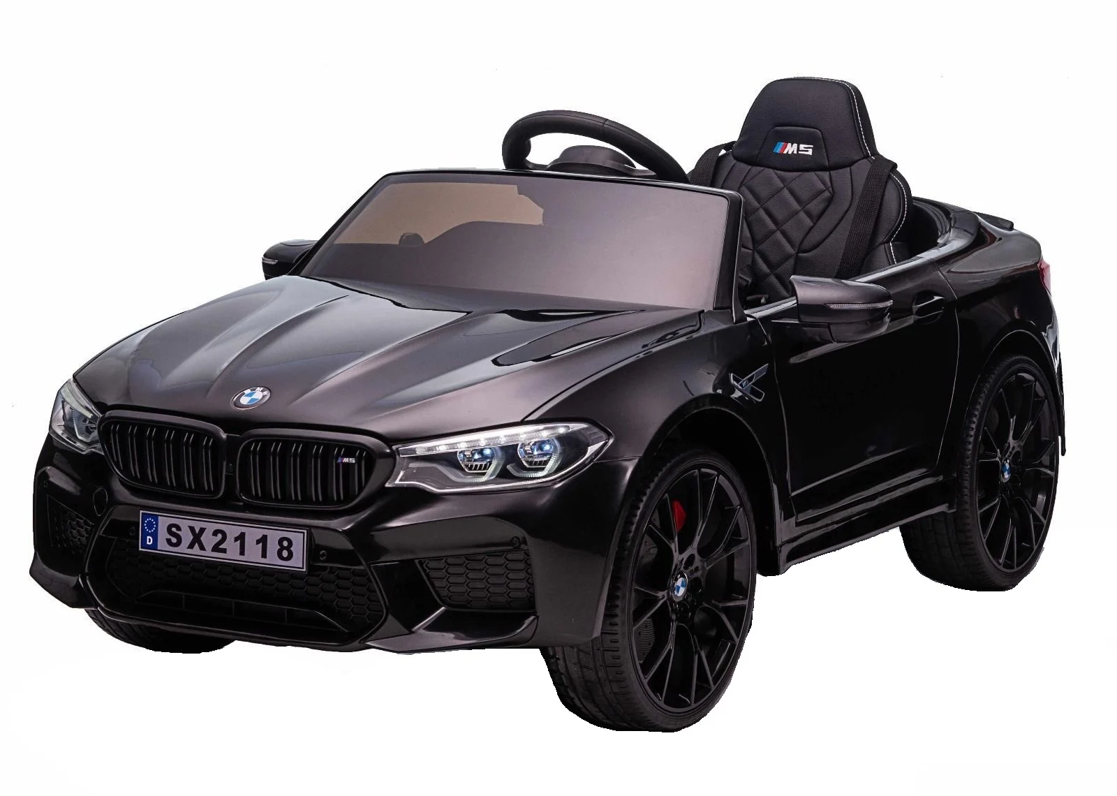 Electric Ride-On cars - Licensed electric ride-on car Bmw M5 Competition, 90W, 12V-14Ah, EVA wheels, leather seat, black