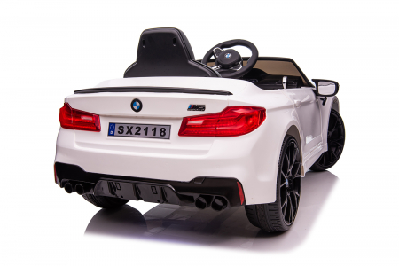 Masinuta electrica Bmw M5 Competition,12V, 90W, roti EVA, scaun tapitat,premium, alba [7]