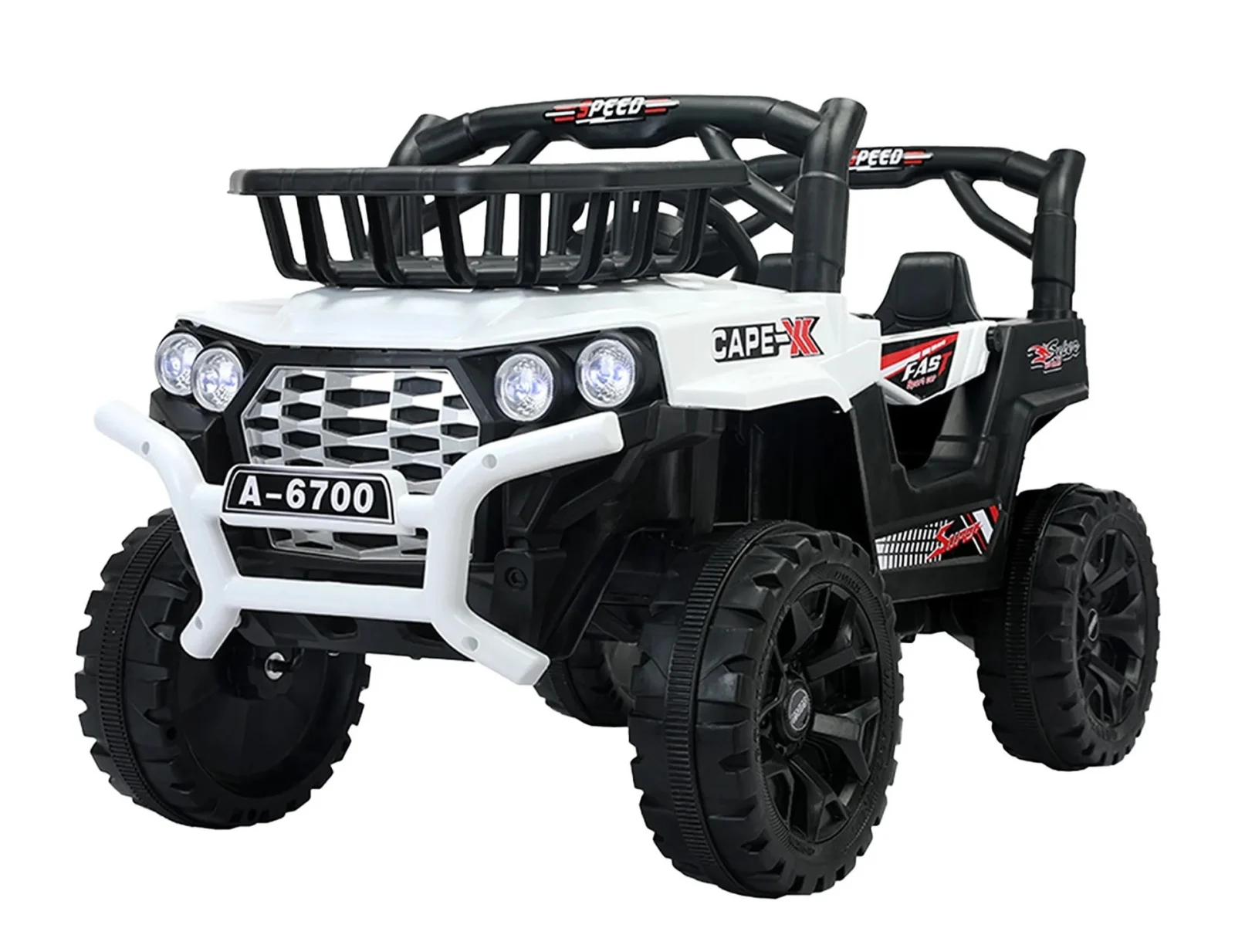 Masinute electrice - Masinuta electrica copii, 4x4, CAPE-X, 100W, 12V, scaun tapitat, alba