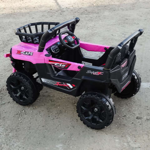 Masinuta electrica copii, 4x4, CAPE-X, 100W, 12V, scaun tapitat, roz [6]