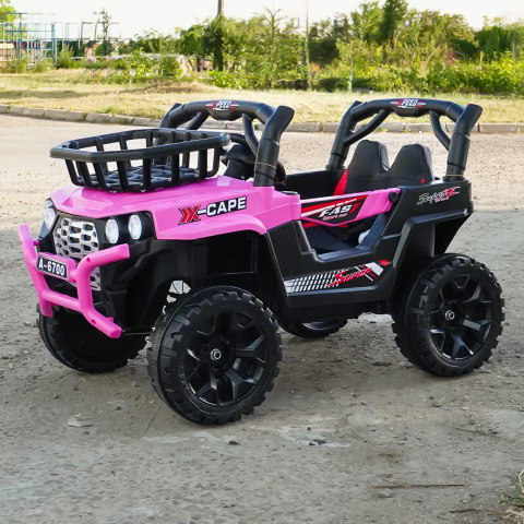 Masinuta electrica copii, 4x4, CAPE-X, 100W, 12V, scaun tapitat, roz [3]