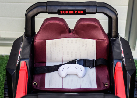 Masinuta electrica copii 4x4 SuperCar, 100W, 12V, scaun tapitat, music player, rosu [20]