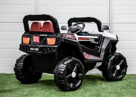 Masinuta electrica copii 4x4 SuperCar, 100W, 12V, scaun tapitat, music player, alb [6]