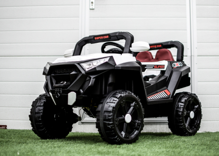 Masinuta electrica copii 4x4 SuperCar, 100W, 12V, scaun tapitat, music player, alb [3]