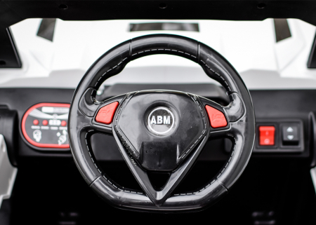 Masinuta electrica copii 4x4 SuperCar, 100W, 12V, scaun tapitat, music player, alb [9]