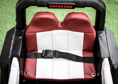 Masinuta electrica copii 4x4 SuperCar, 100W, 12V, scaun tapitat, music player, alb [12]