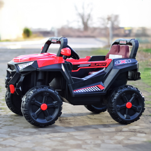 Masinuta electrica copii 4x4 SuperCar, 100W, 12V, scaun tapitat, music player, rosu [11]