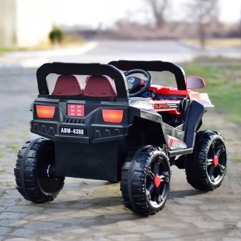 Masinuta electrica copii 4x4 SuperCar, 100W, 12V, scaun tapitat, music player, rosu [8]