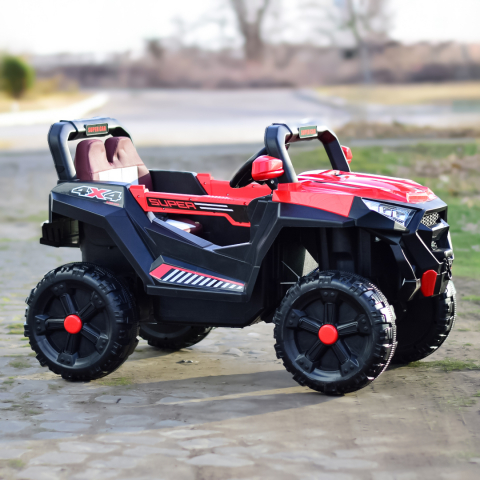 Masinuta electrica copii 4x4 SuperCar, 100W, 12V, scaun tapitat, music player, rosu [4]