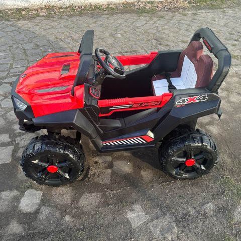 Masinuta electrica copii 4x4 SuperCar, 100W, 12V, scaun tapitat, music player, rosu [15]