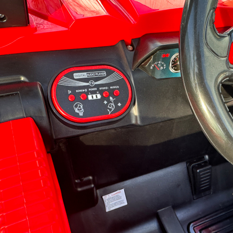 Masinuta electrica copii 4x4 SuperCar, 100W, 12V, scaun tapitat, music player, rosu [19]