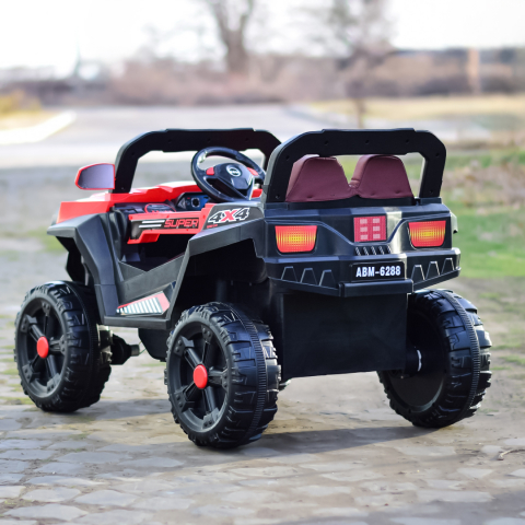 Masinuta electrica copii 4x4 SuperCar, 100W, 12V, scaun tapitat, music player, rosu [10]