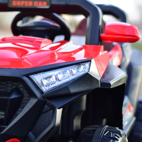 Masinuta electrica copii 4x4 SuperCar, 100W, 12V, scaun tapitat, music player, rosu [13]