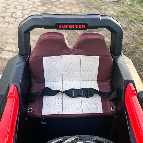Masinuta electrica copii 4x4 SuperCar, 100W, 12V, scaun tapitat, music player, rosu [14]