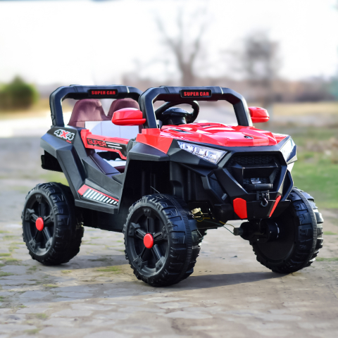 Masinuta electrica copii 4x4 SuperCar, 100W, 12V, scaun tapitat, music player, rosu [3]