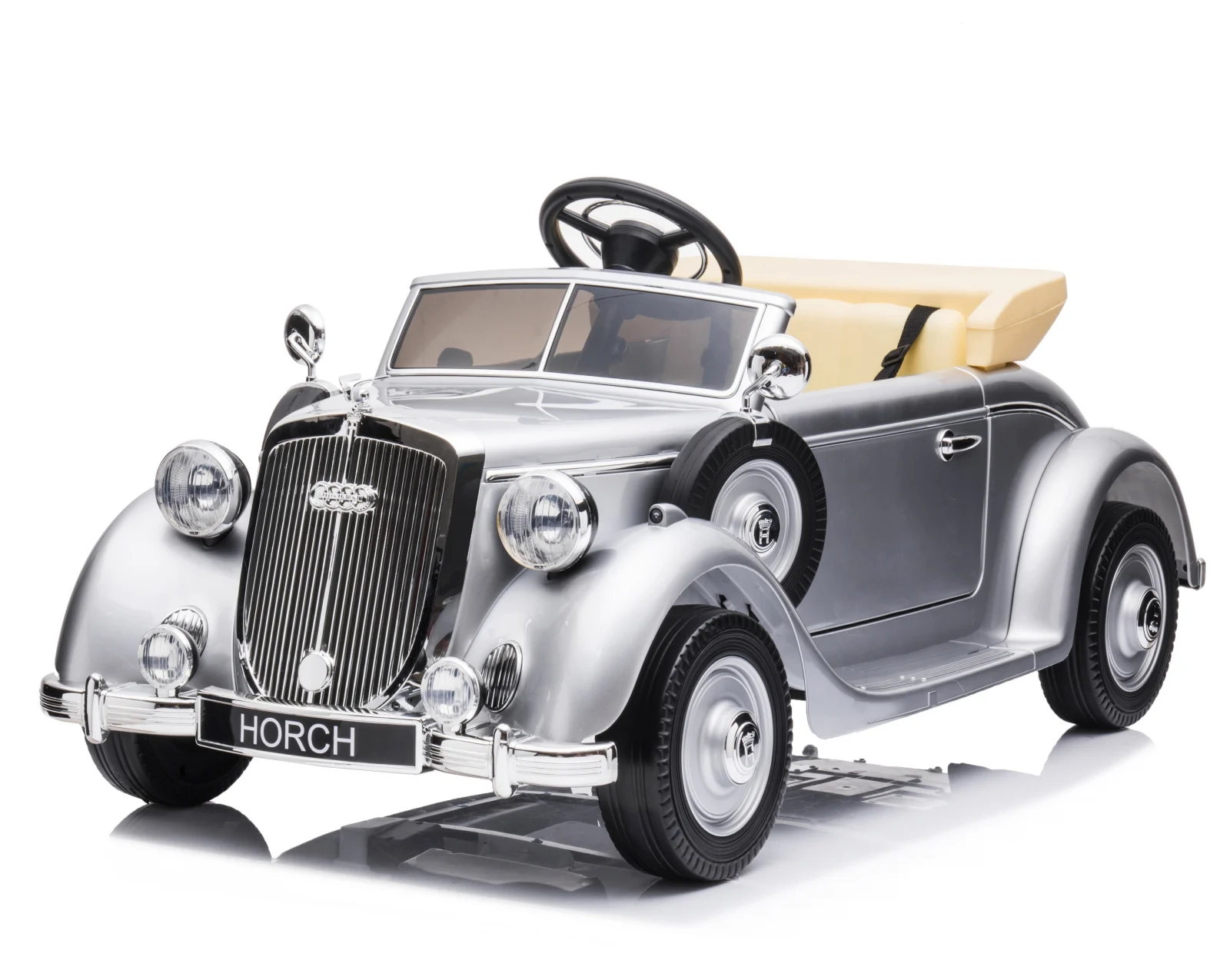 Masinute electrice - Masinuta electrica copii Audi Horch 930V, 110W, echipare Premium, cu scaun pentru adult, argintie