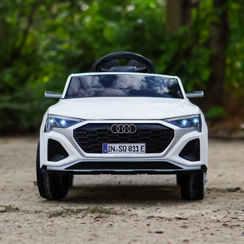 Ride-on electric car, Audi SQ8, 70W, 12V, soft EVA wheels and seat with ecological leather, white [3]