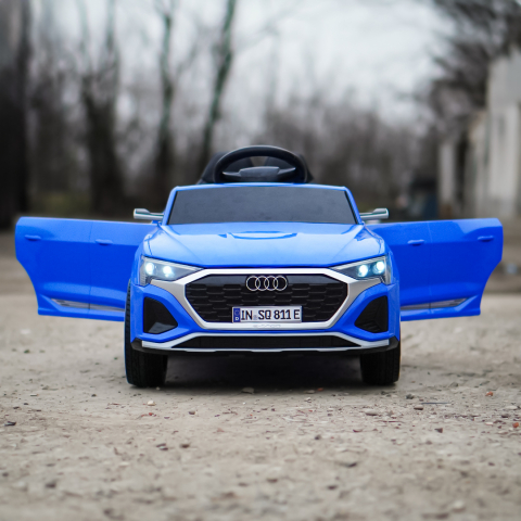 Masinuta electrica copii, Audi SQ8, 70W, 12V, roti moi EVA si scaun tapitat cu piele ecologica, albastra [4]