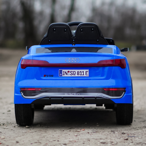 Masinuta electrica copii, Audi SQ8, 70W, 12V, roti moi EVA si scaun tapitat cu piele ecologica, albastra [10]