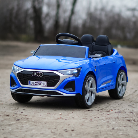 Masinuta electrica copii, Audi SQ8, 70W, 12V, roti moi EVA si scaun tapitat cu piele ecologica, albastra [5]