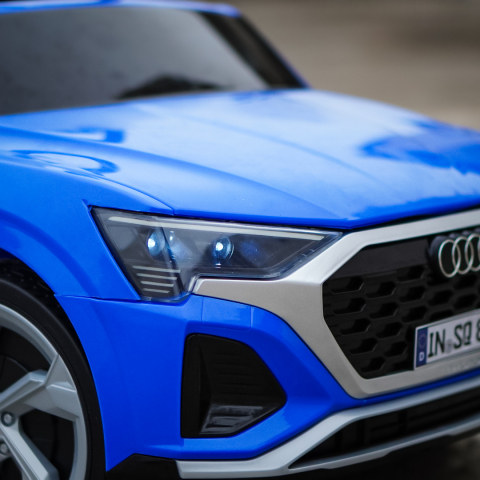 Masinuta electrica copii, Audi SQ8, 70W, 12V, roti moi EVA si scaun tapitat cu piele ecologica, albastra [13]