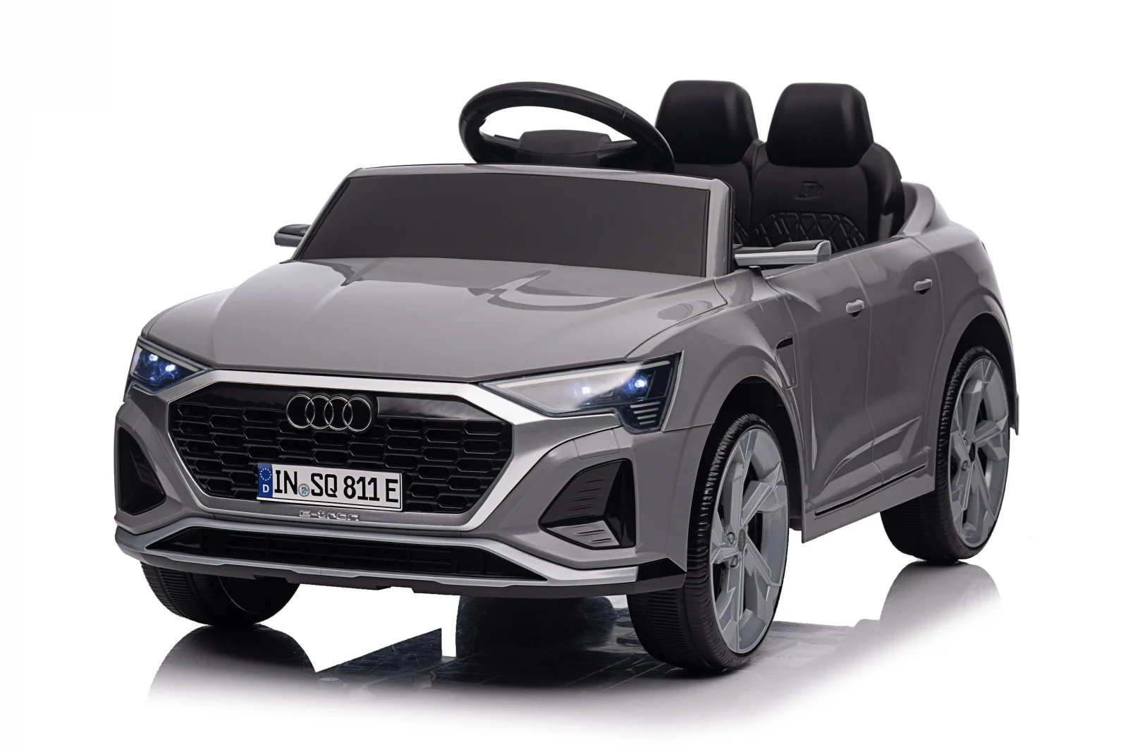 Masinuta electrica copii, Audi SQ8, 70W, 12V, roti moi EVA si scaun tapitat cu piele ecologica, gri [25]