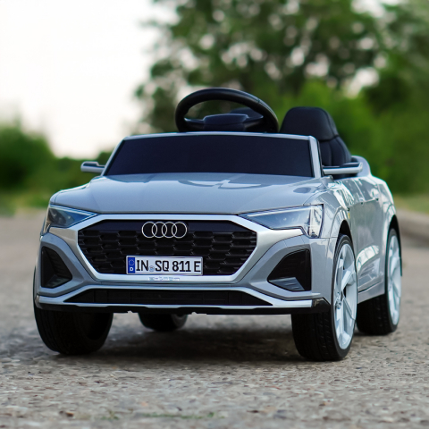 Masinuta electrica copii, Audi SQ8, 70W, 12V, roti moi EVA si scaun tapitat cu piele ecologica, gri [2]