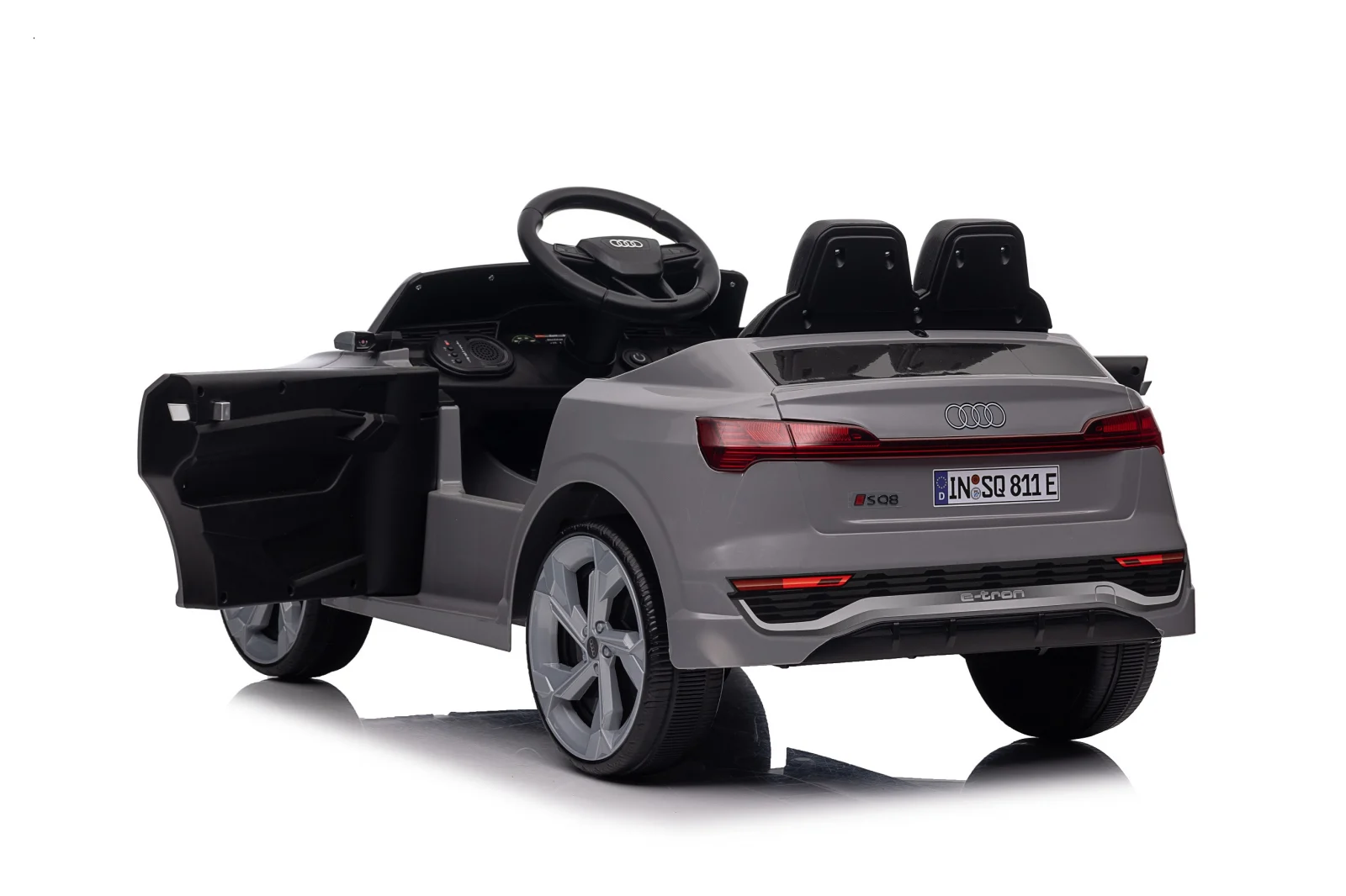 Masinuta electrica copii, Audi SQ8, 70W, 12V, roti moi EVA si scaun tapitat cu piele ecologica, gri [22]