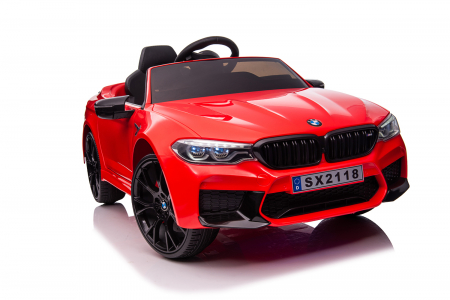 Masinuta electrica Bmw M5 Competition,12V, 90W, roti EVA, scaun tapitat,premium, rosie [7]