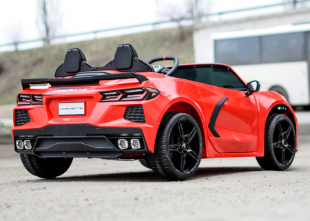 Licensed electric ride-on car for 2 children Corvette C8, 90W, 12V, red [6]