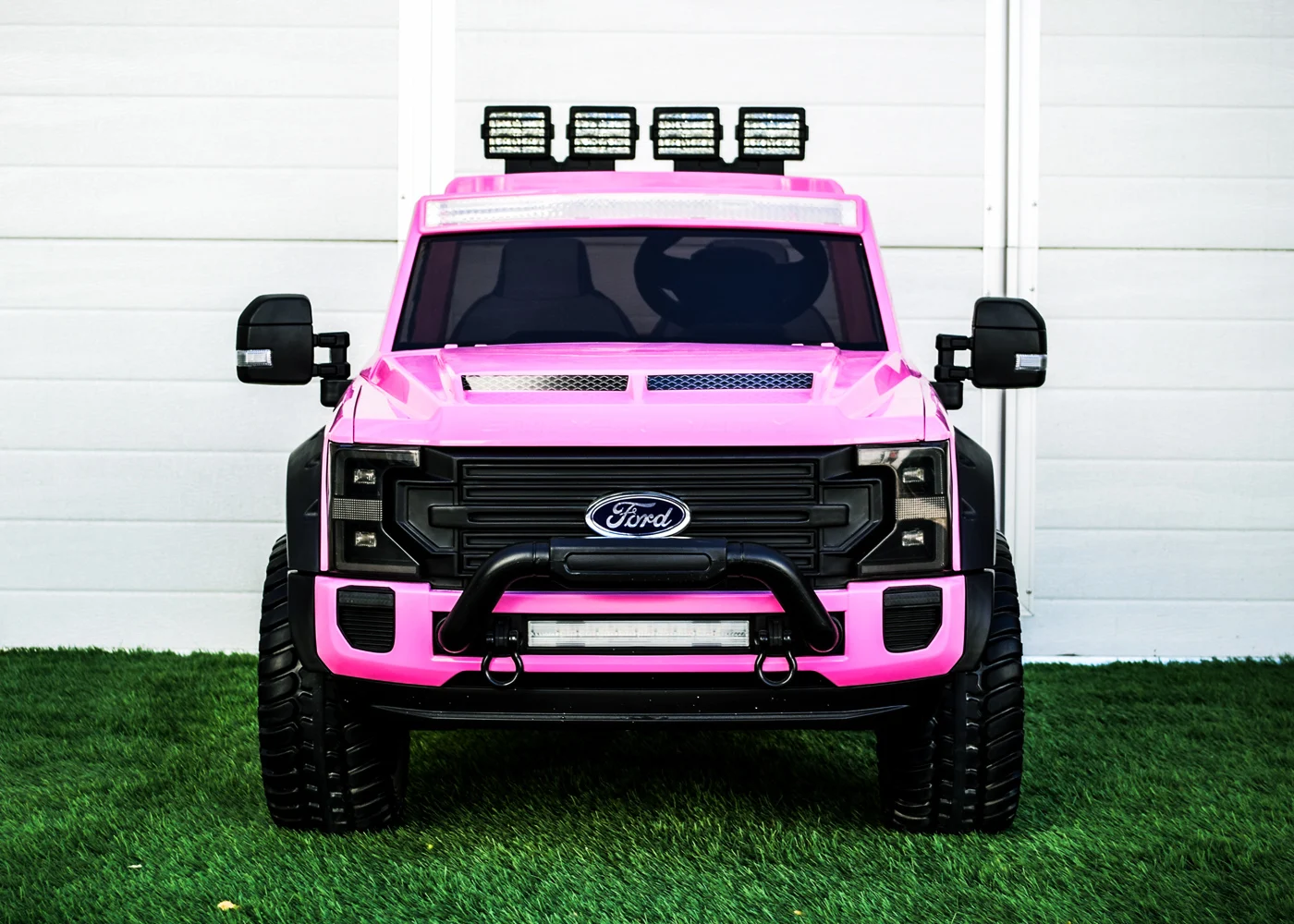 Masinuta electrica copii Ford Super Duty F450, 4x4, 180W, cu roti moi, scaun tapitat, roz [2]