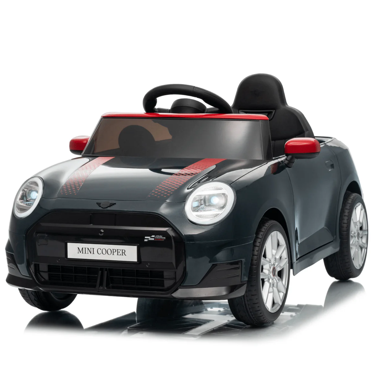 Masinute cu licenta - Masinuta electrica copii, Mini COOPER 90W 12V 7Ah, roti EVA, scaun tapitat, neagra