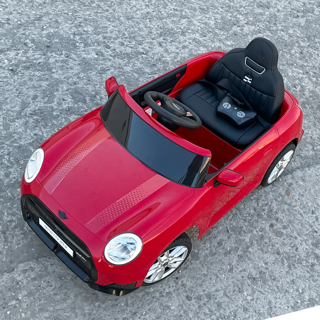 Masinuta electrica copii, Mini COOPER 90W 12V 7Ah, roti EVA, scaun tapitat, rosie [1]