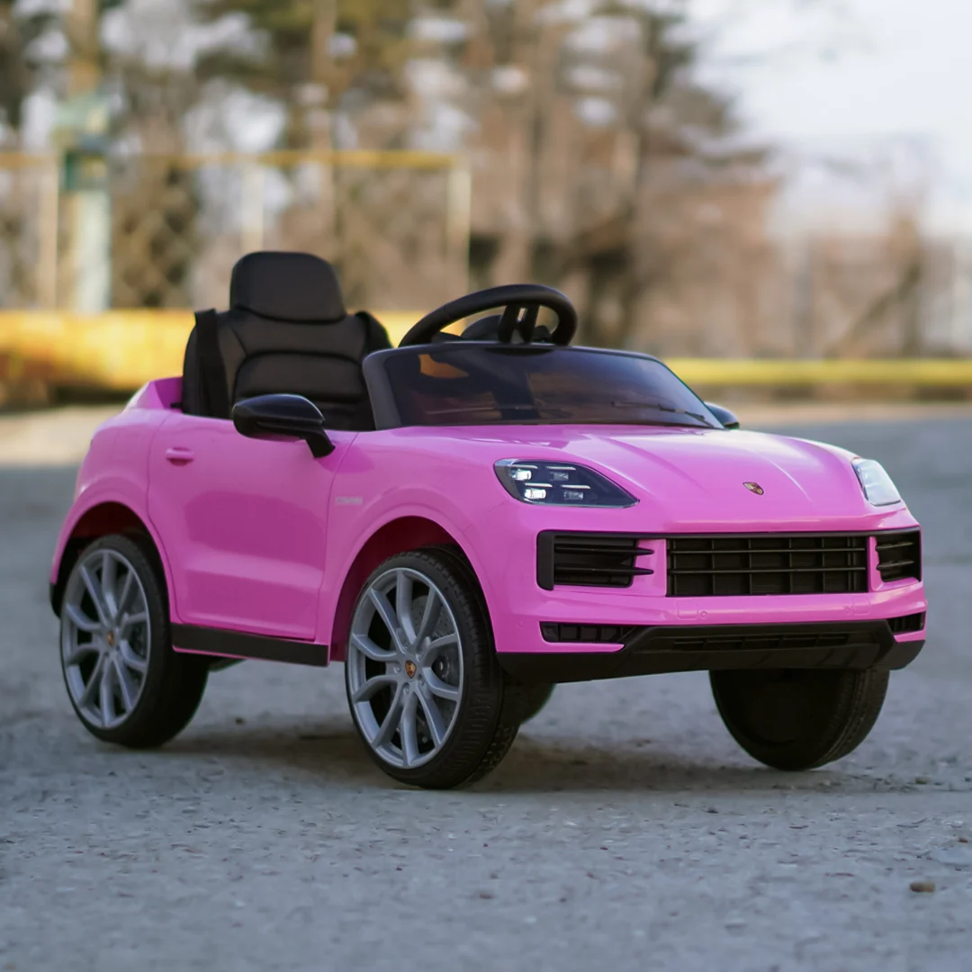 Masinuta electrica copii, Porsche Cayenne 70W 12V, scaun tapitat, culoare roz [8]