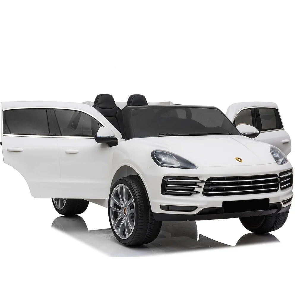 Masinute electrice - Masinuta electrica copii, Porsche Cayenne XXL, 2 locuri, roti moi si scaun tapitat, echipata premium, 180W, 12V,  alba