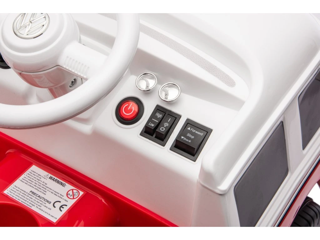 Masinuta electrica copii, VW Samba Bus 70W, baterie 12V 7Ah, roti moi, scaun tapitat, rosie [15]
