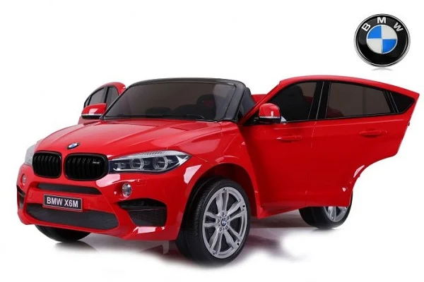 Electric Ride-On cars - Licensed ride-on car for children with 2 seats, BMW X6M, 240W, 12V, premium red