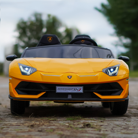 Masinuta electrica cu 2 locuri si licenta Lamborghini Aventador Xago, 12V, 90W, echipare Deluxe, galbena [2]
