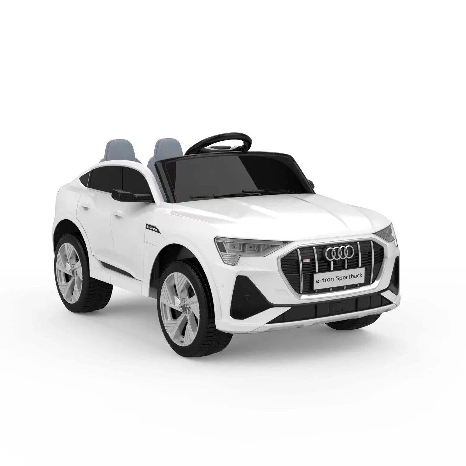 Masinute electrice - Masinuta electrica copii cu licenta Audi E-tron Sportback, scaun tapitat si roti moi, alba