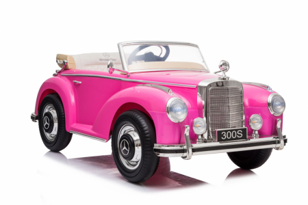 Vintage licensed electric Ride-On car for girls, Mercedes 300S, 70W, 12V, premium, pink [2]
