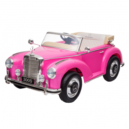 Vintage licensed electric Ride-On car for girls, Mercedes 300S, 70W, 12V, premium, pink [1]