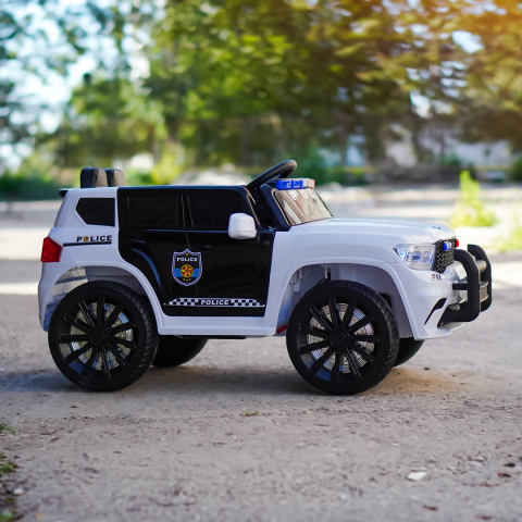 Masinuta electrica de politie, 120W 12V premium, alba [10]